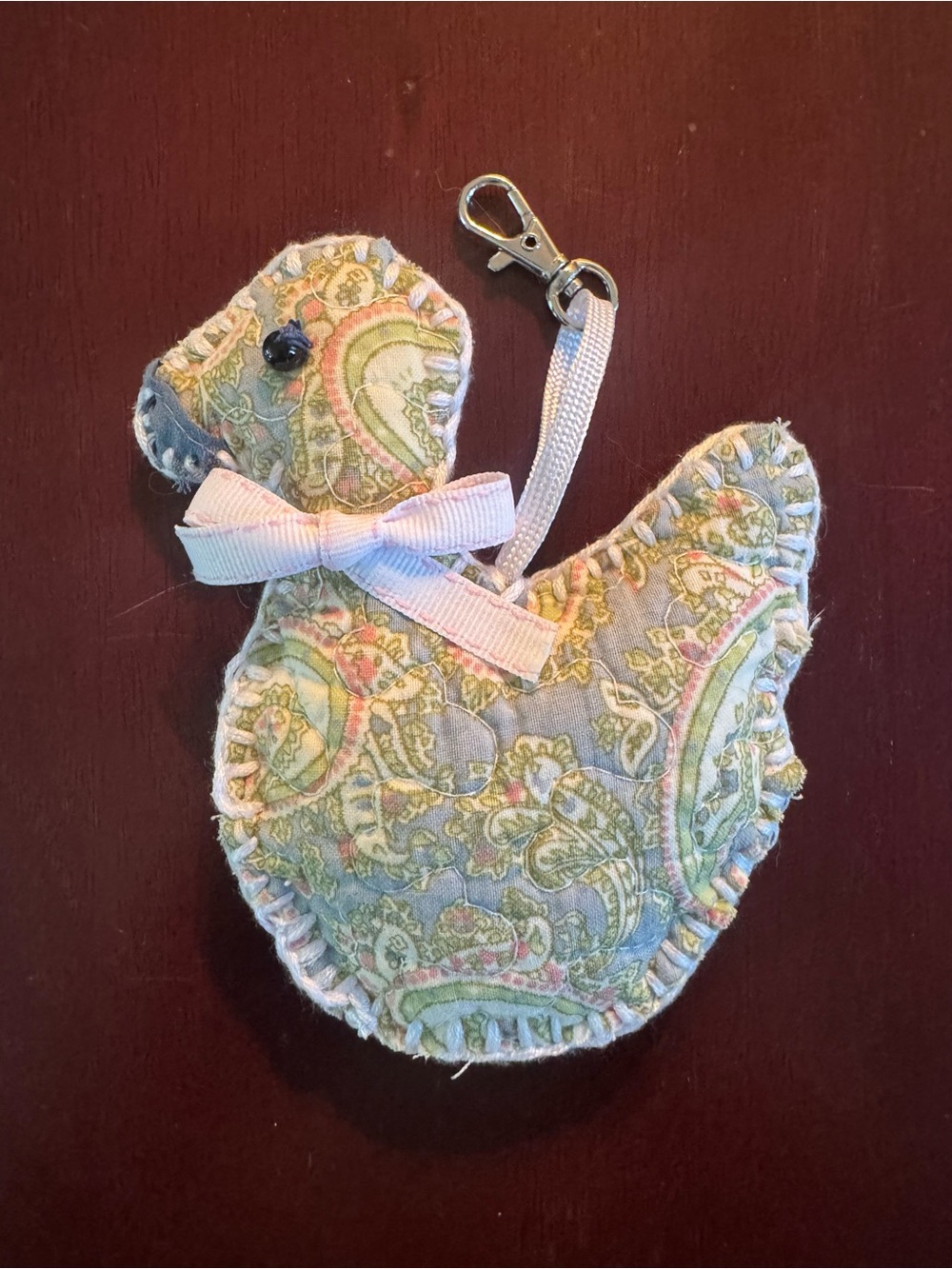 Cottagecore Goose Bag Charm Quilted Paisley Duck Keychain Purse Accessory